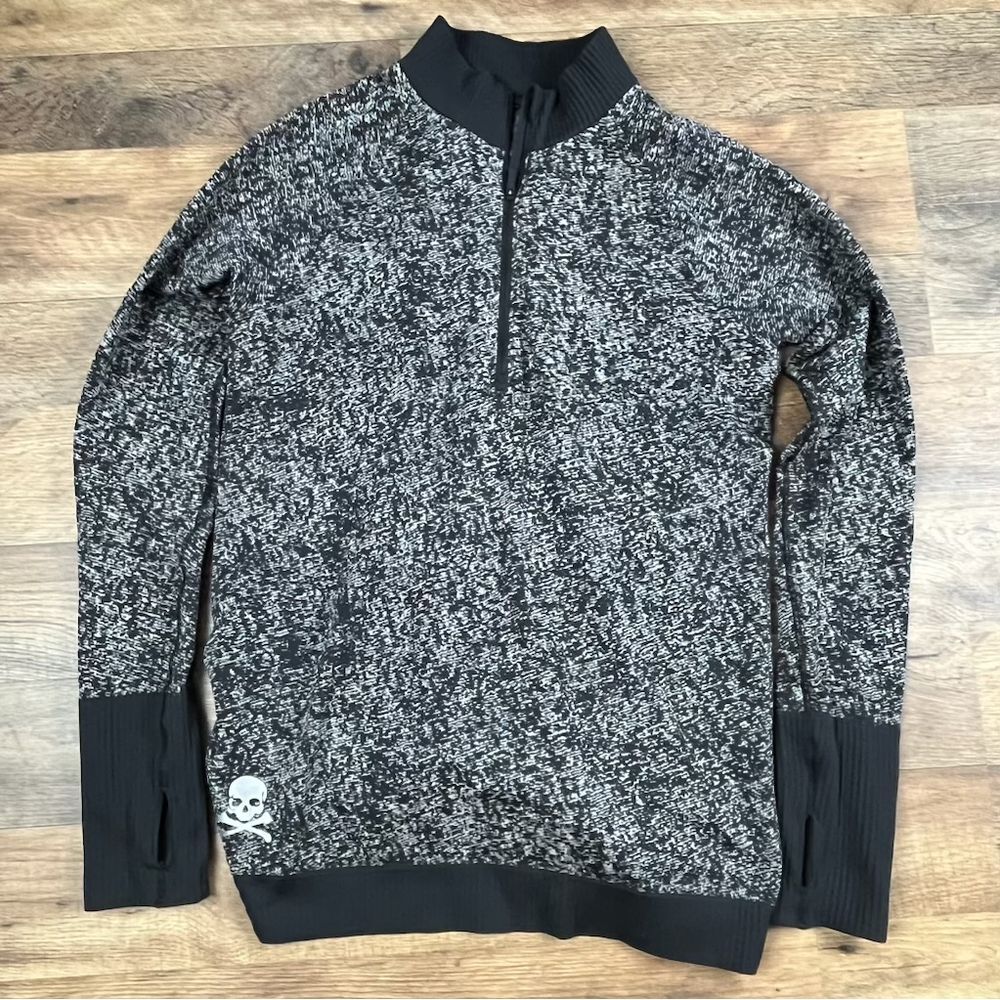 Lululemon Black and White‎ with Skull 1/4 Zip Sweater